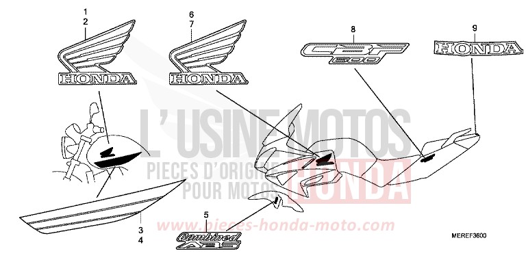 MARK/STRIPE for CBF600N ABS QUASAR SILVER METALLIC (NHA48) from 2009